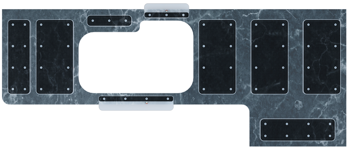 500 Series Suction Cups placed under kitchen counter stone slab with sink cutout